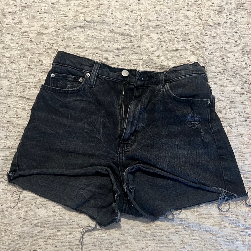 Urban Outfitters Girlfriend Highrise Black Denim Distressed Shorts